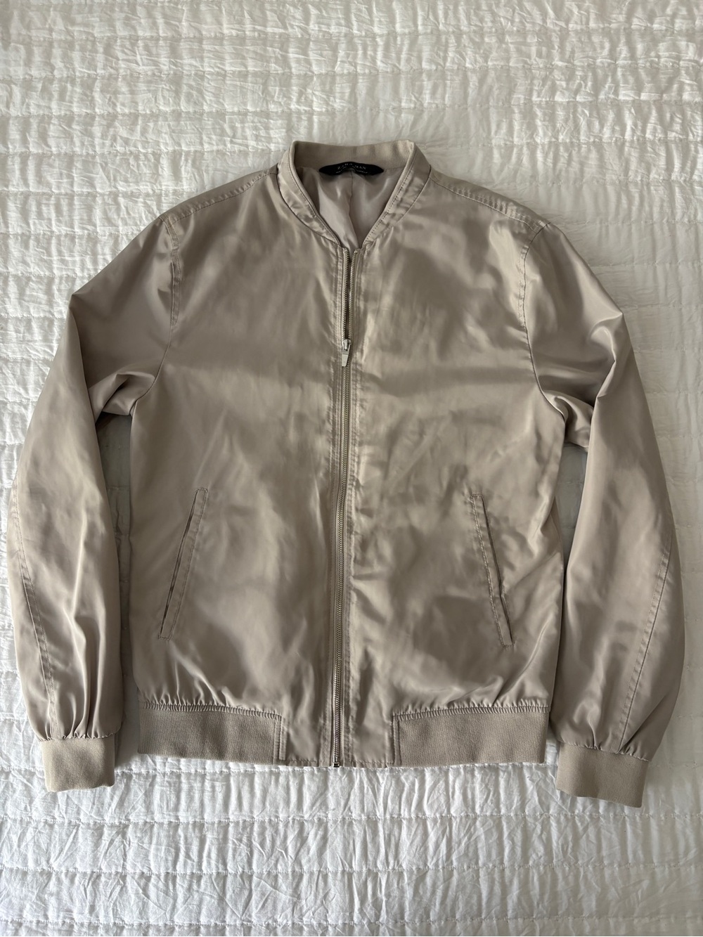 Zara Men's Beige Bomber Jacket